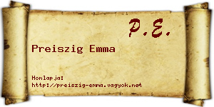 Preiszig Emma névjegykártya